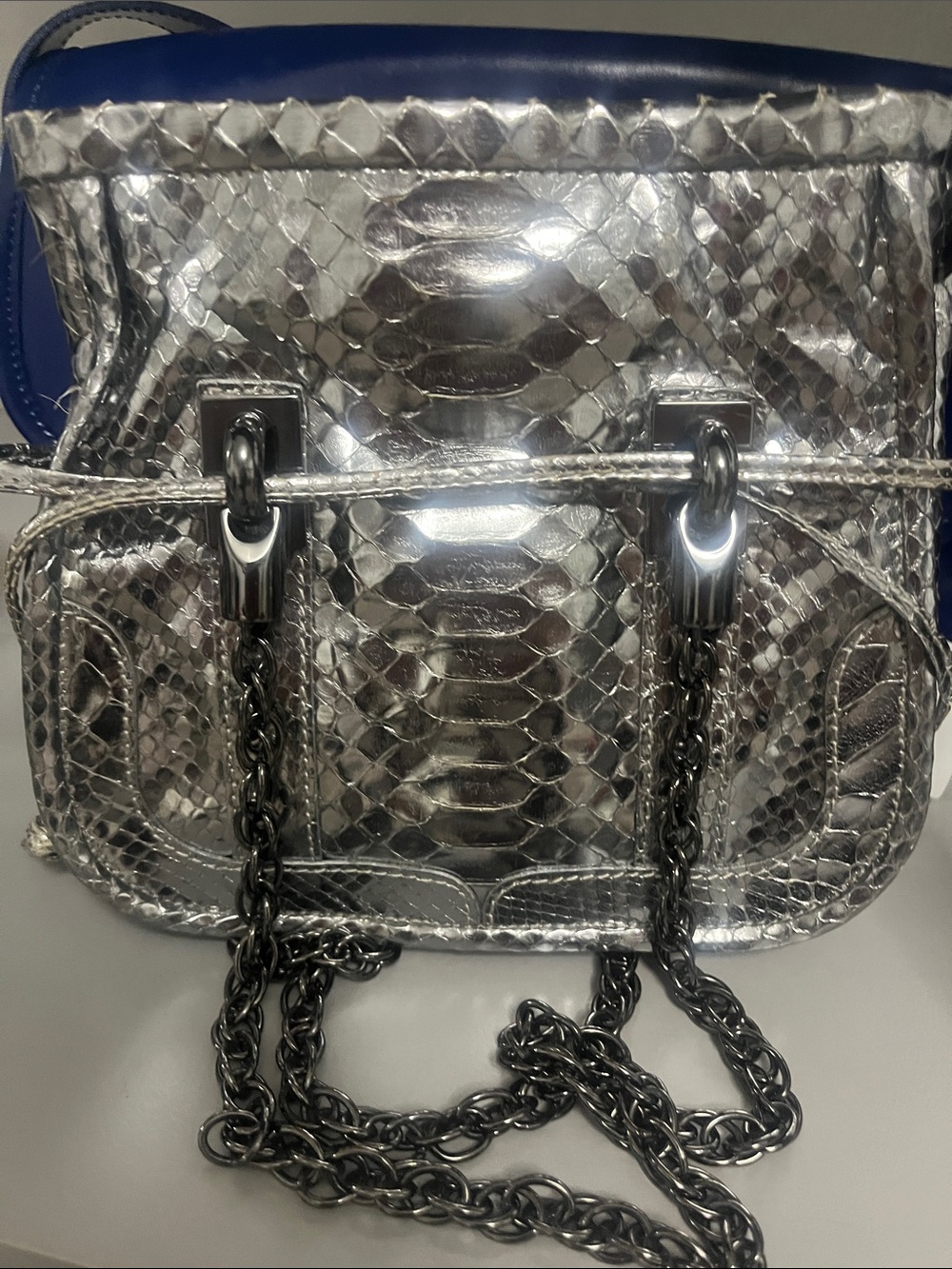 Vintage Kate Spade Collective Snake-Embossed Drawstring Shoulder Bag.